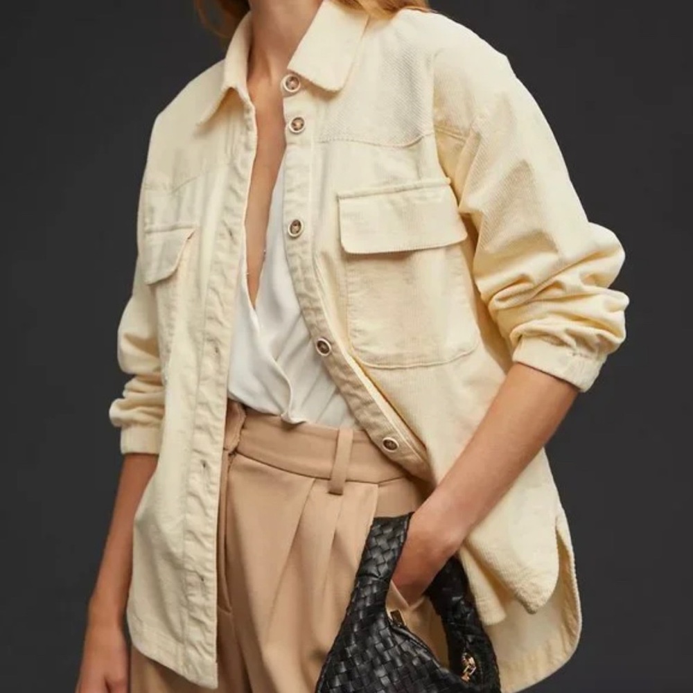 NWT Anthropologie Maeve Corduroy Patch Pocket Shirt Jacket Large $148